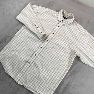 Ariat Vented Performance Shirt Men Large Beige Plaid Long Sleeve Cowboy